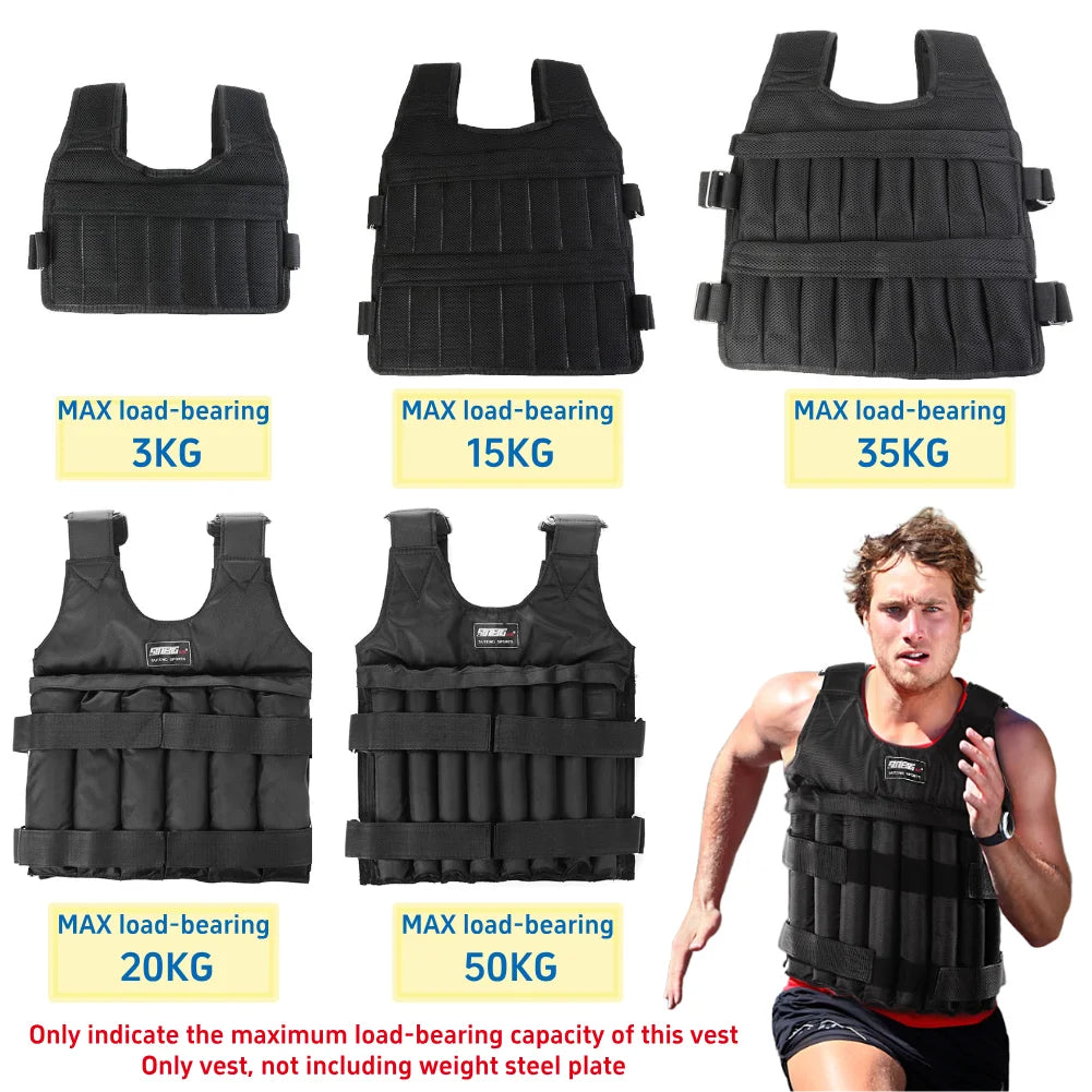Running Weighted Vest 3/15/35kg 1-20/1-50KG Adjustable Workout Weight Vest Exercise Vest for Workout Strength Training Running